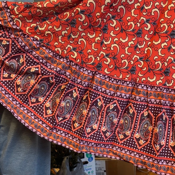 NWOT-SHEIN Red and Purple Paisley Maxi Dress - Picture 6 of 9